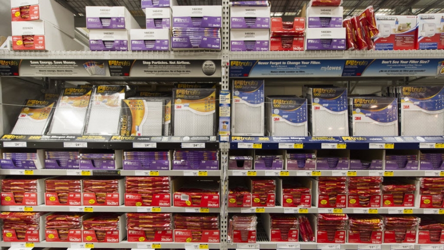 furnace air filters on store shelves