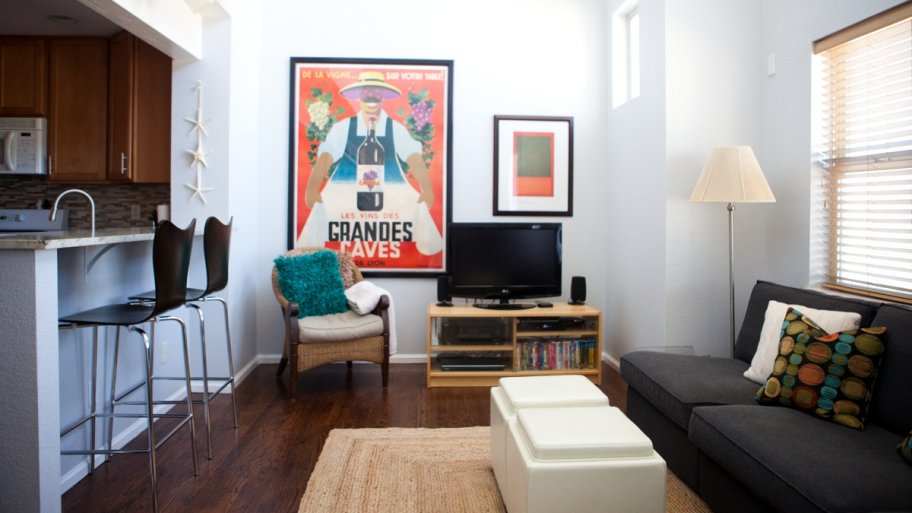 staged apartment living room