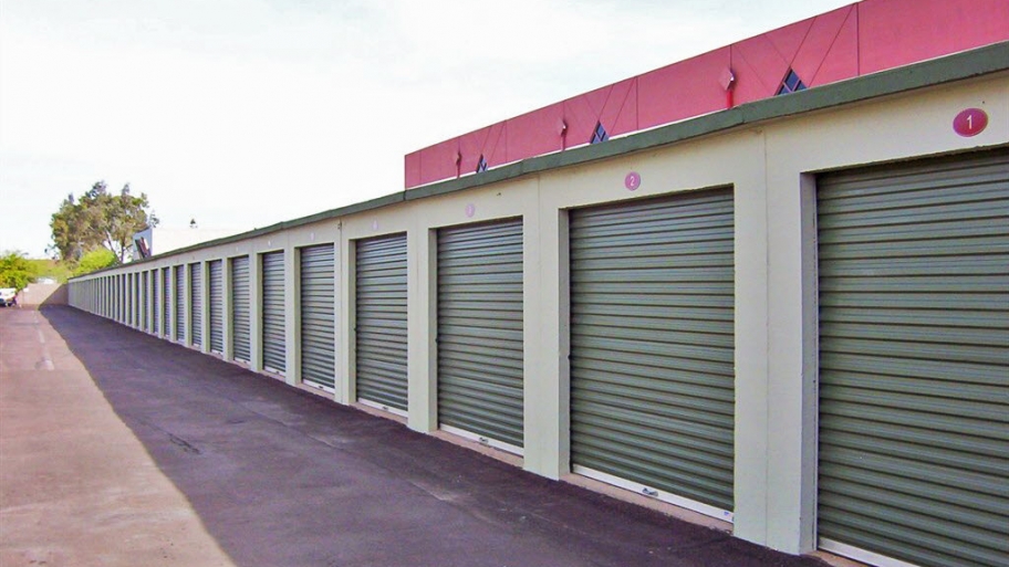 row of individual storage units in one facility