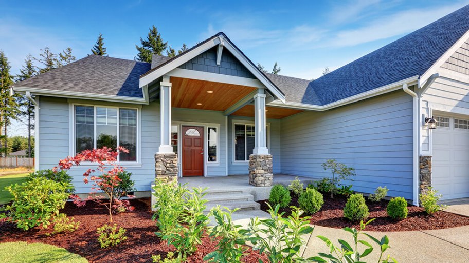 Portico entrance on a suburban home Portico entrance on a suburban home