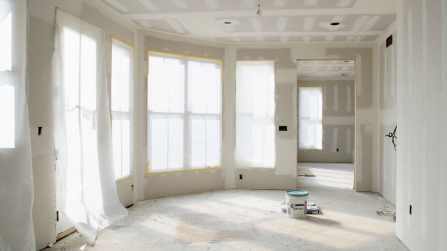 Home addition newly drywalled