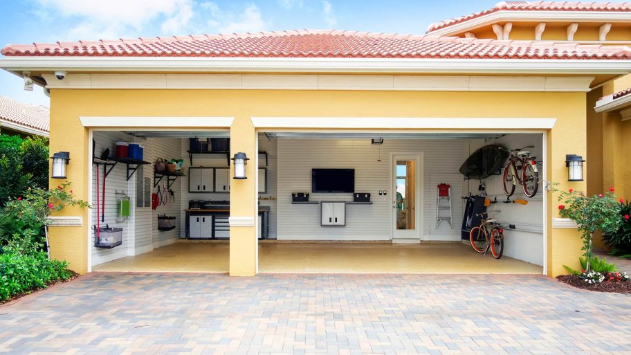 Interior of organized garage