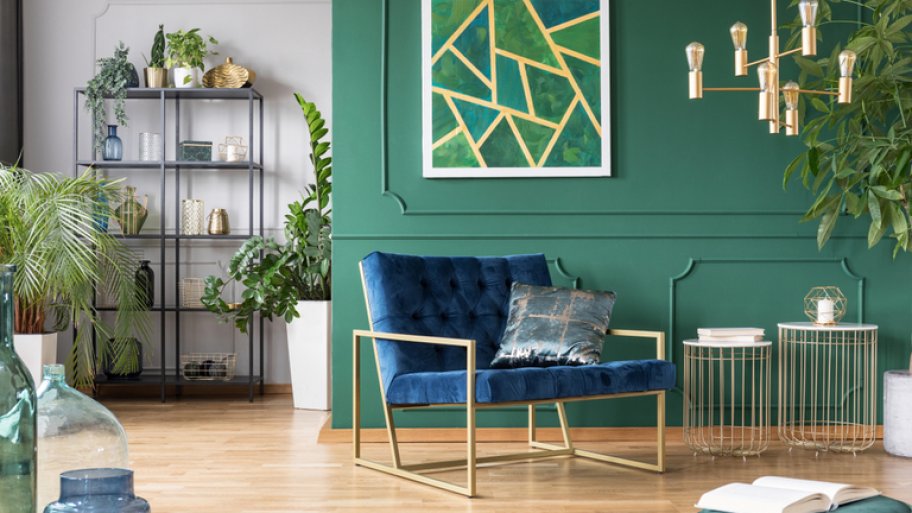 green and blue art deco room