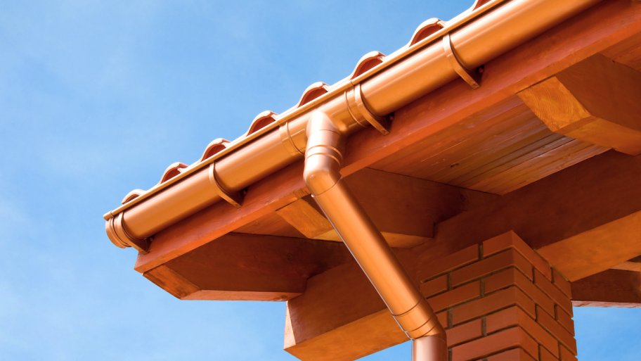 orange gutter downspout