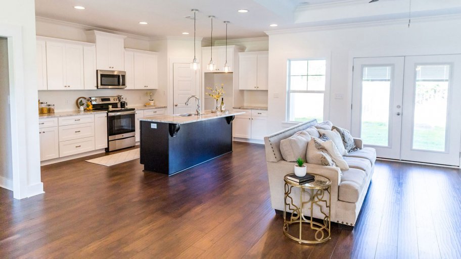 Open floor plan with luxury vinyl