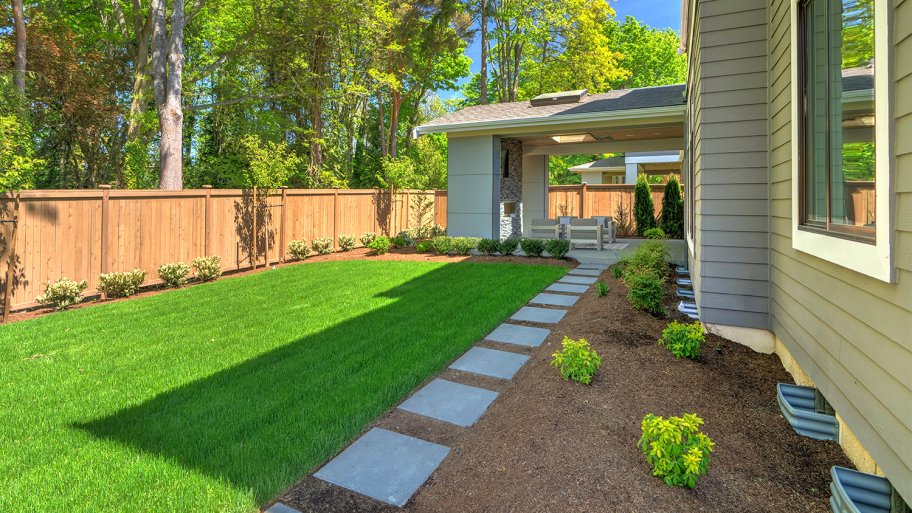 fully fenced backyard