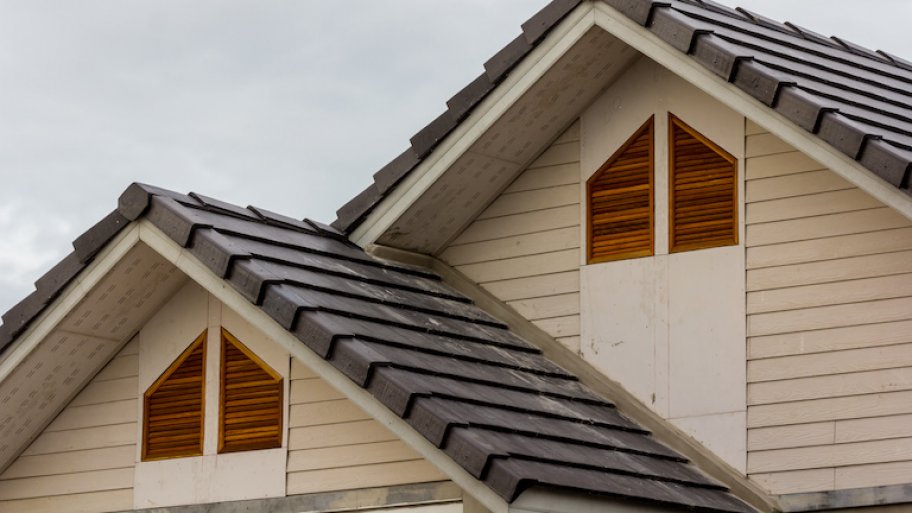 a roof covered in rubber tiles