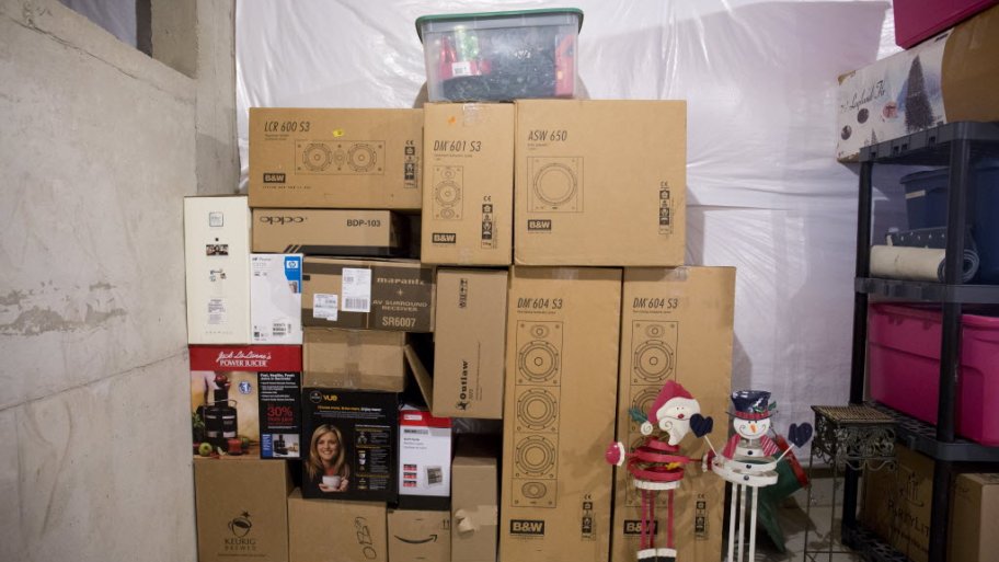 Boxes stacked for a move