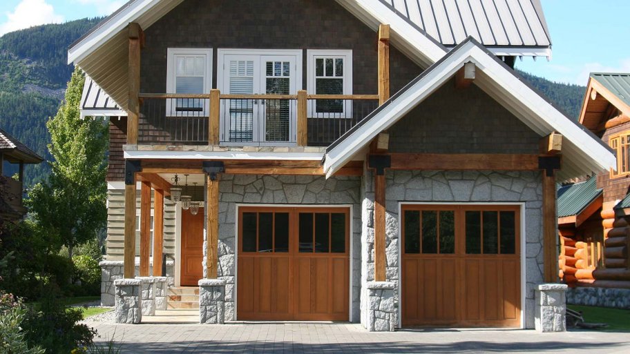 Stained carriage garage doors