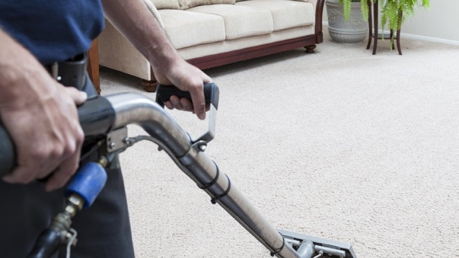 Steam cleaning carpet