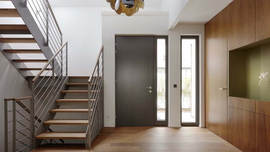 Steel door in modern house