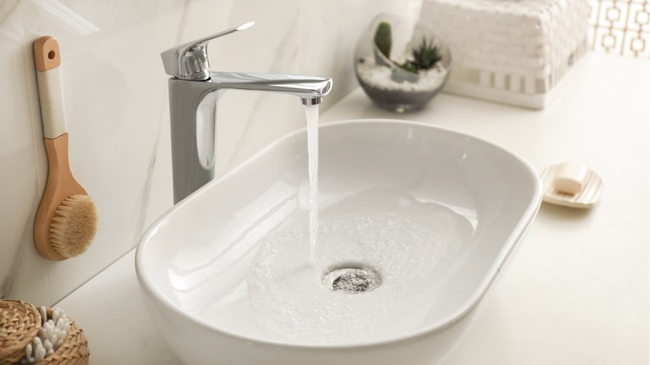 faucet running water bathroom sink