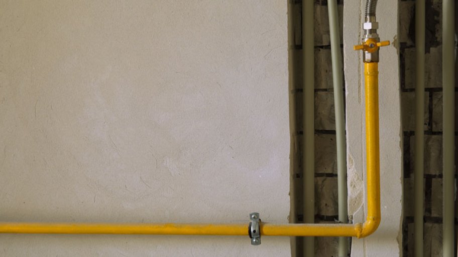 yellow home gas line basement