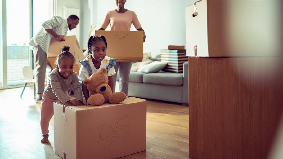 A young family moves into their new home