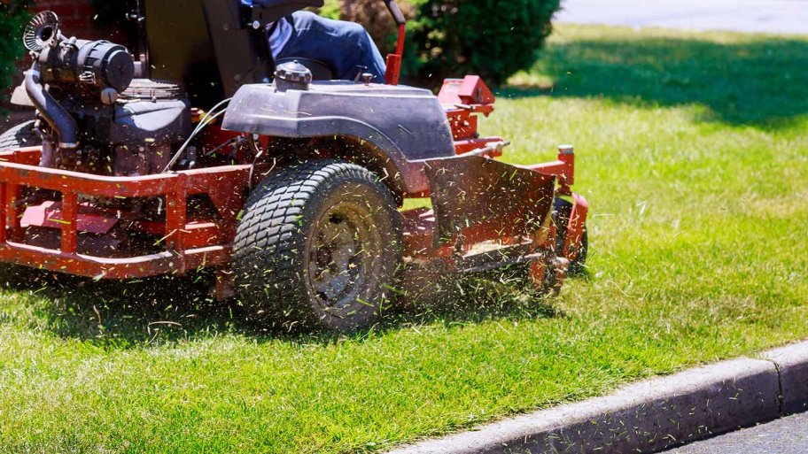 Mowing with zero turn lawn mower