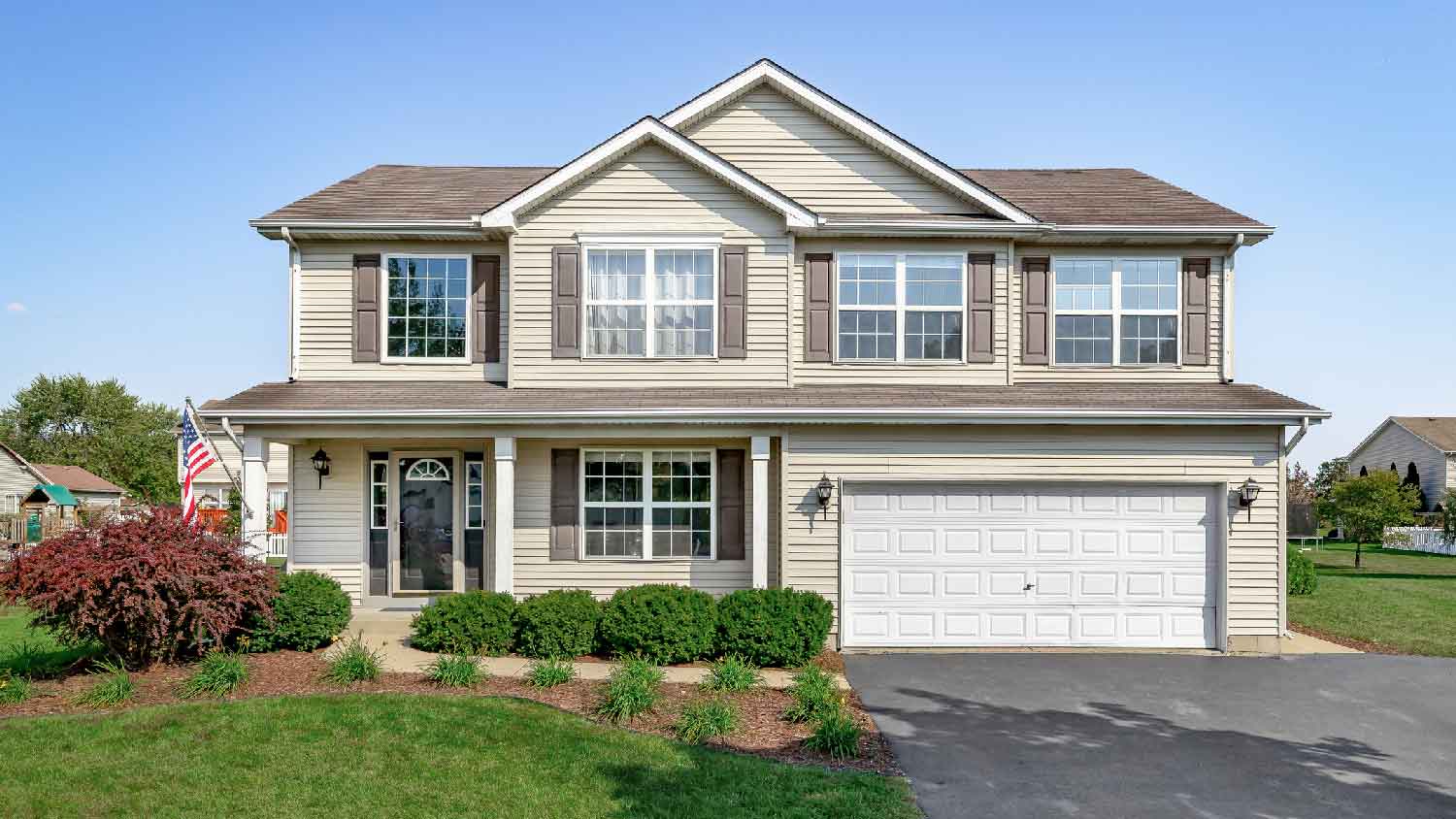 A suburban house with siding