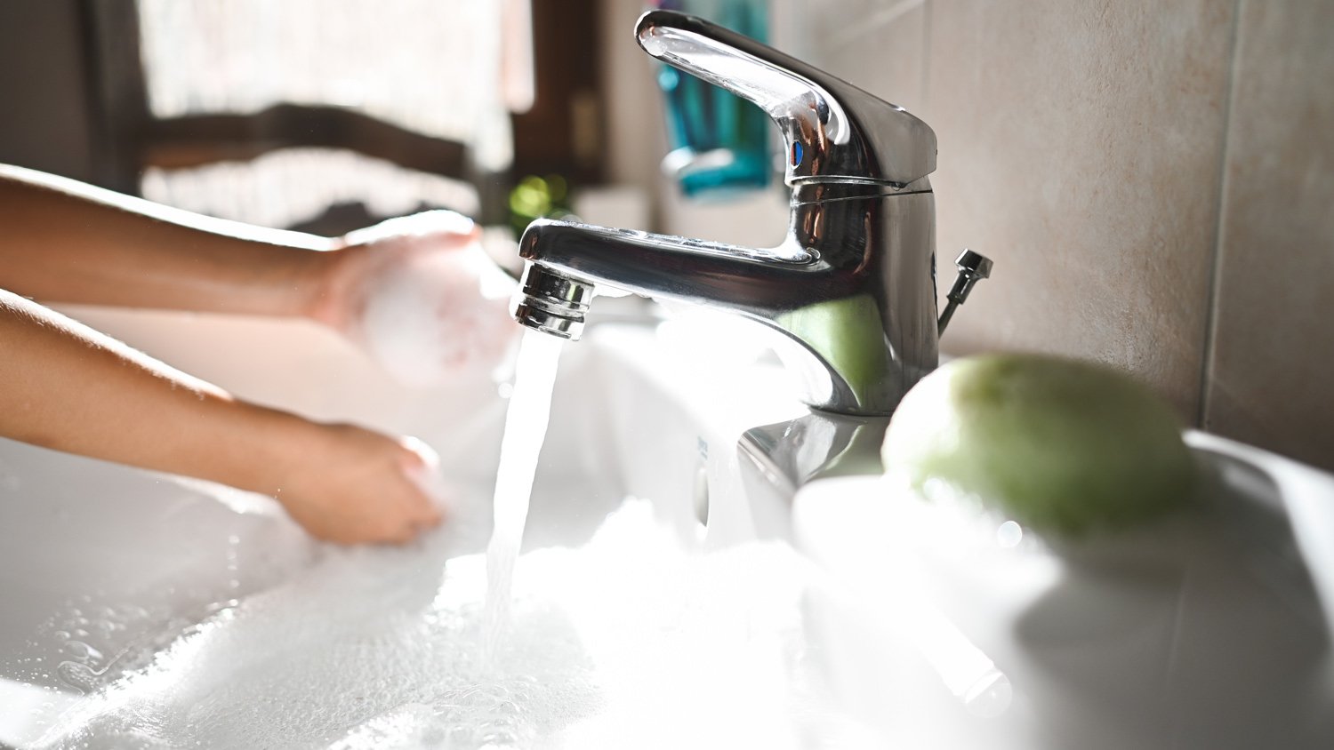 Soap foam in a sink