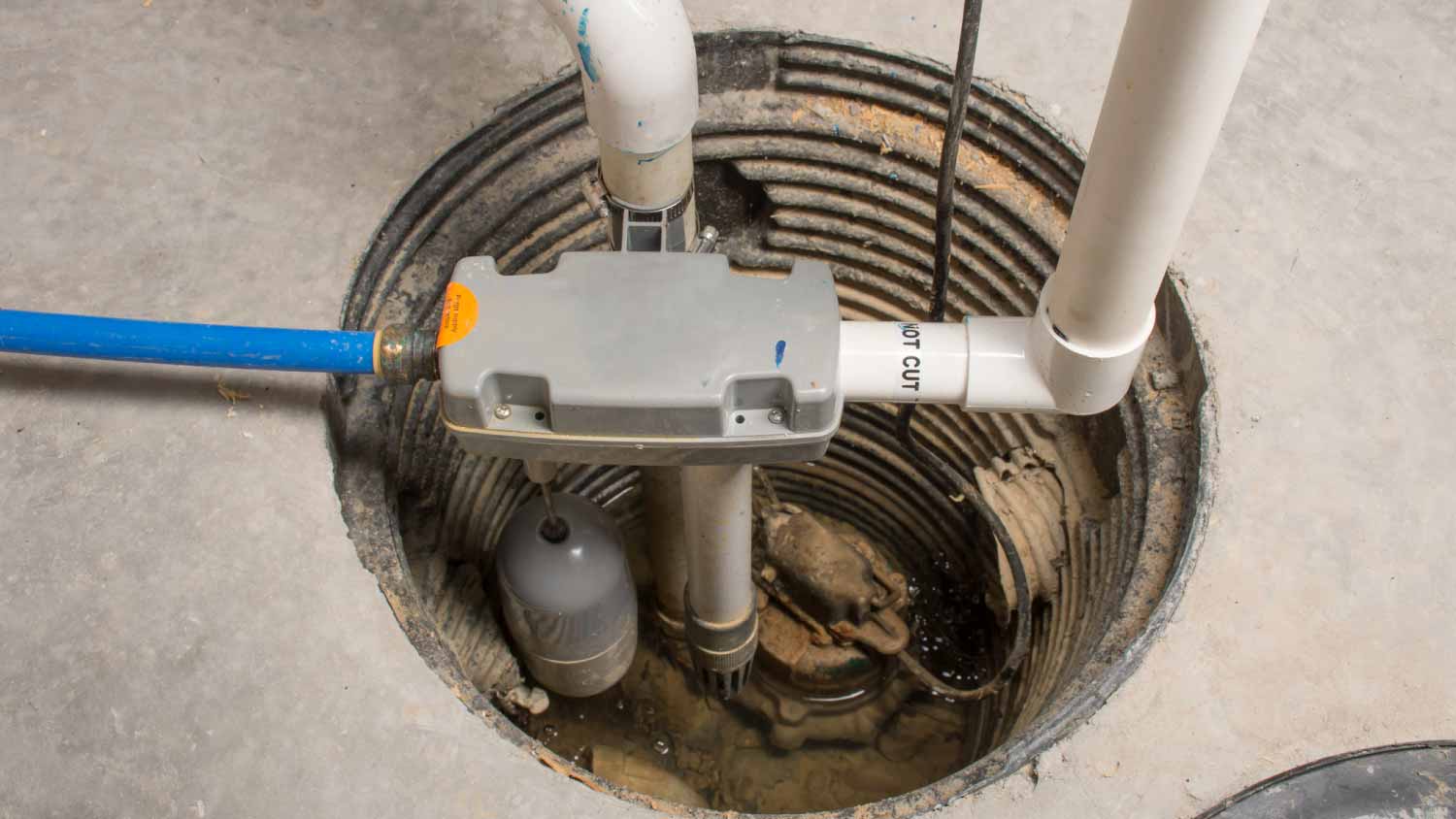 Sump pump installed in a basement