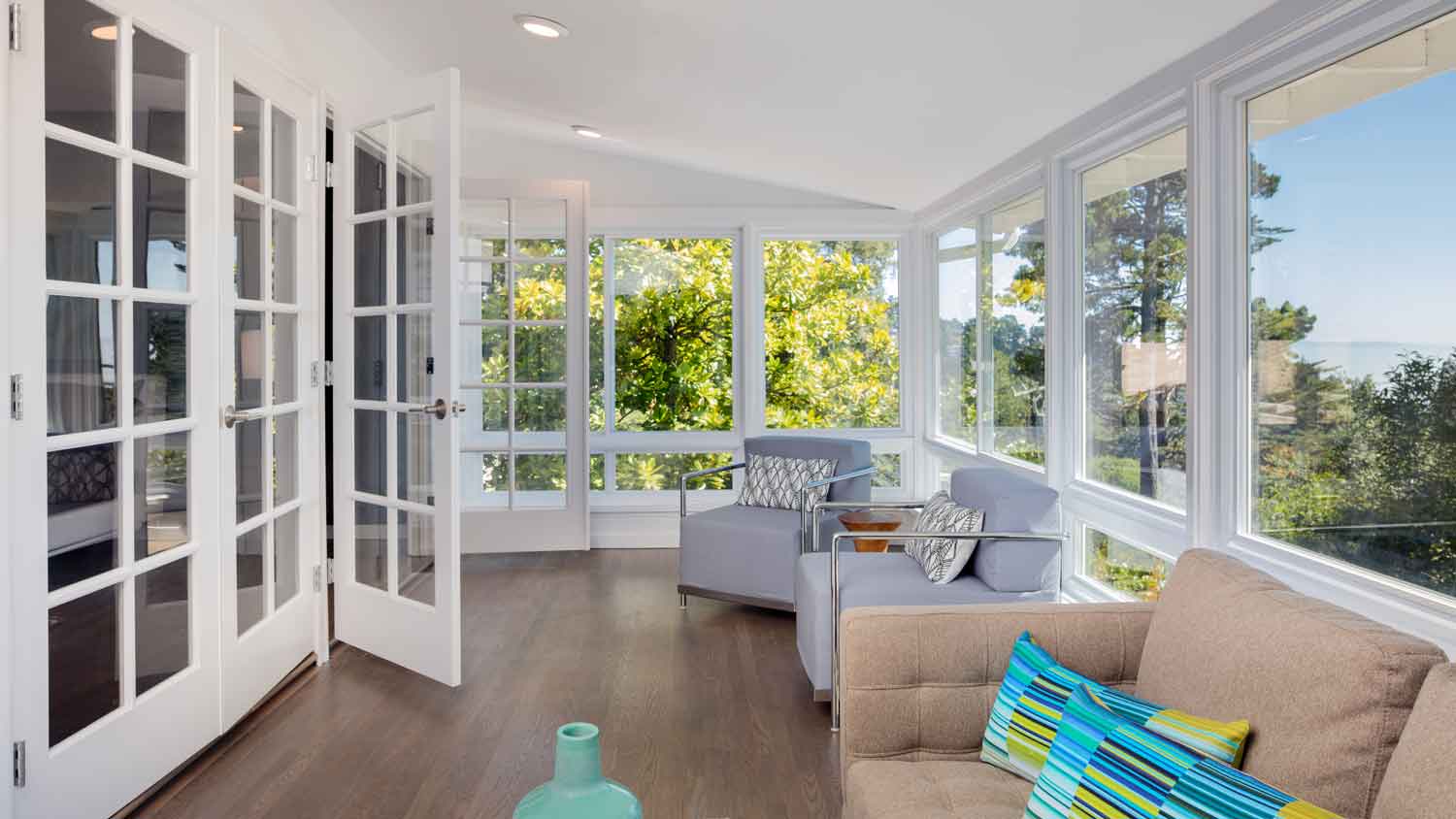 sunroom with picture windows