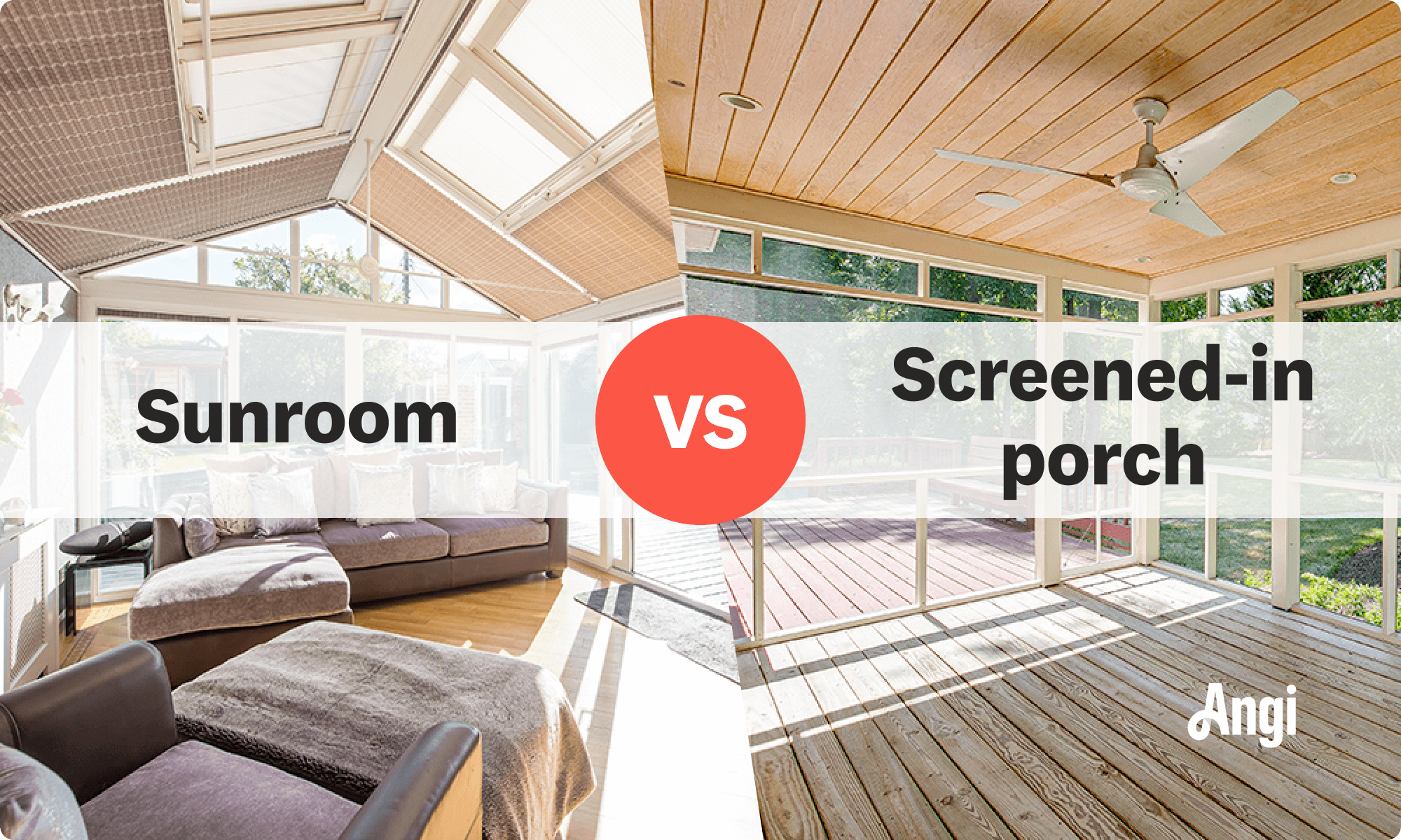 Sunroom versus screened-in porch visual comparison