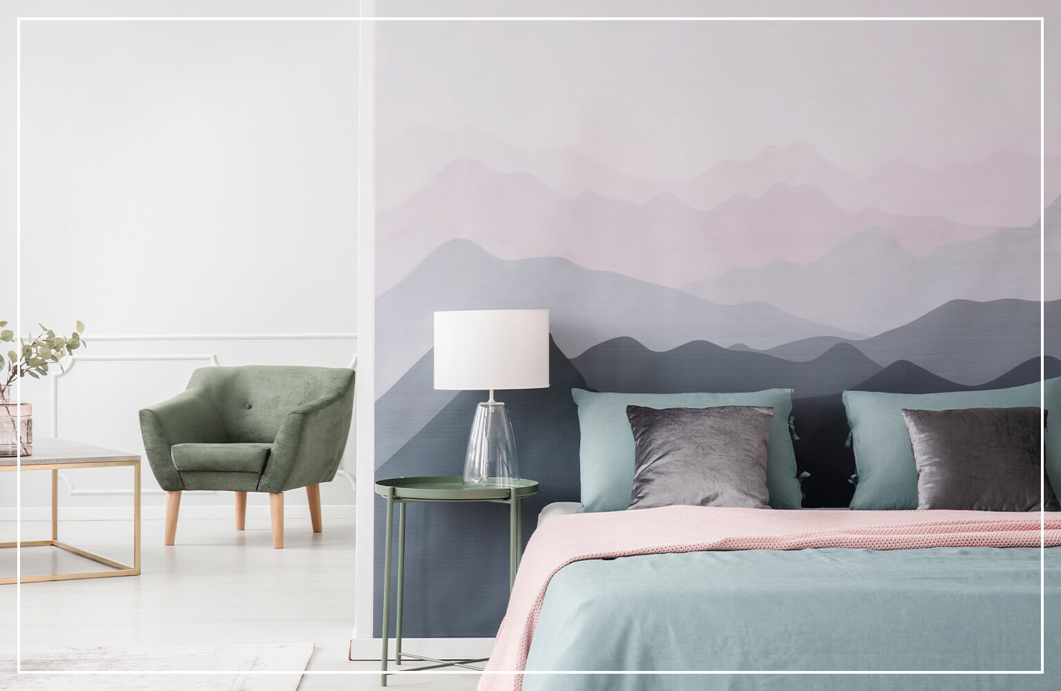 sunset wallpaper accent wall