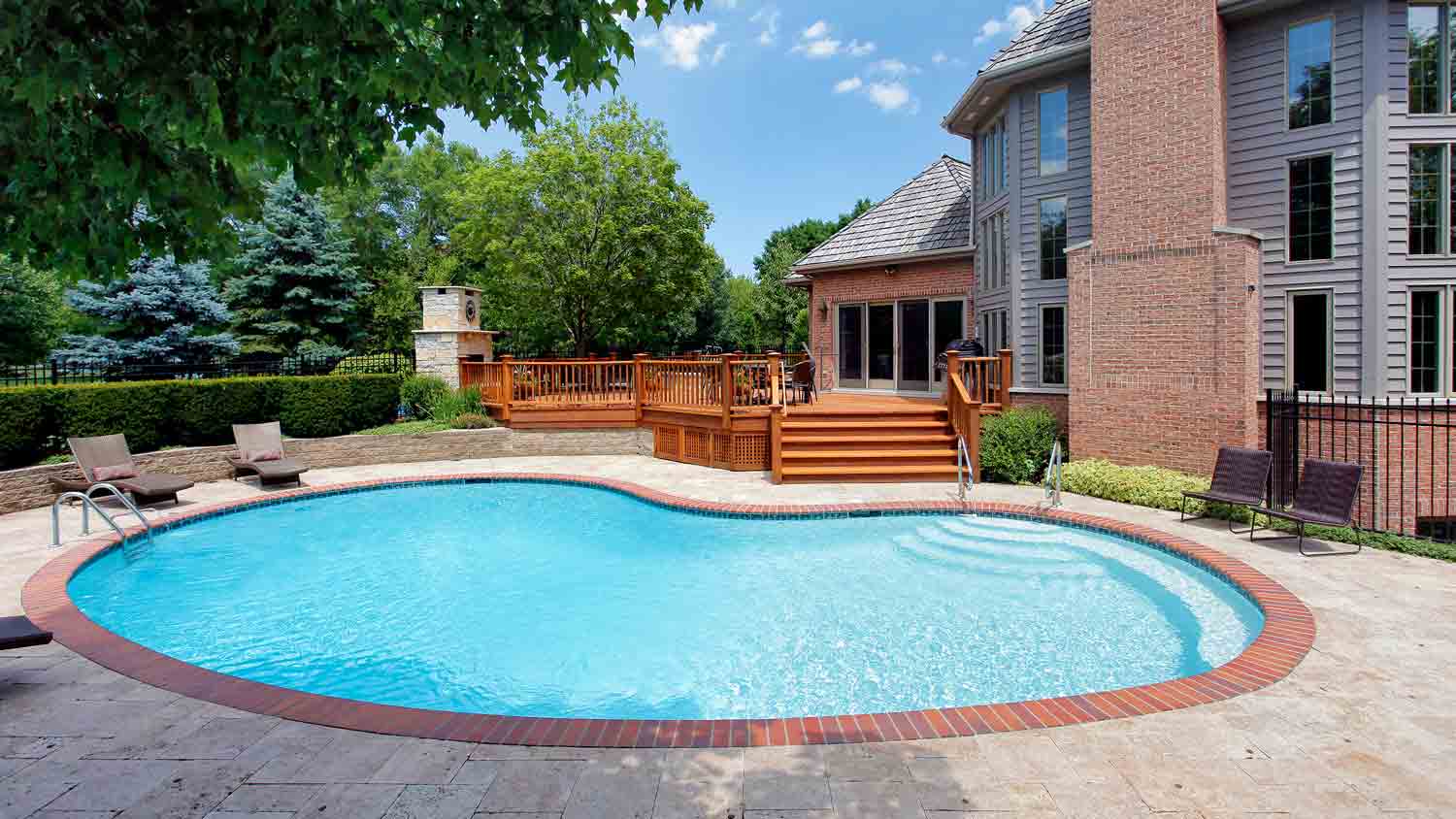 swimming pool wood deck 