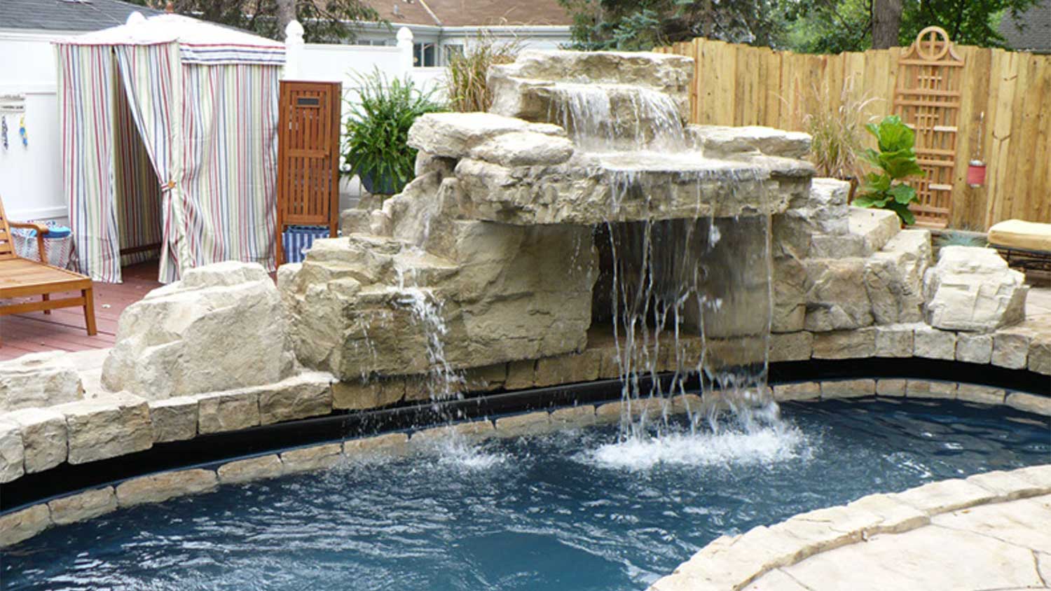 Swimming pool waterfall