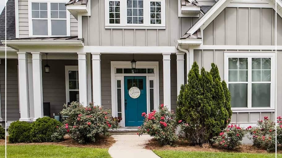 teal front door