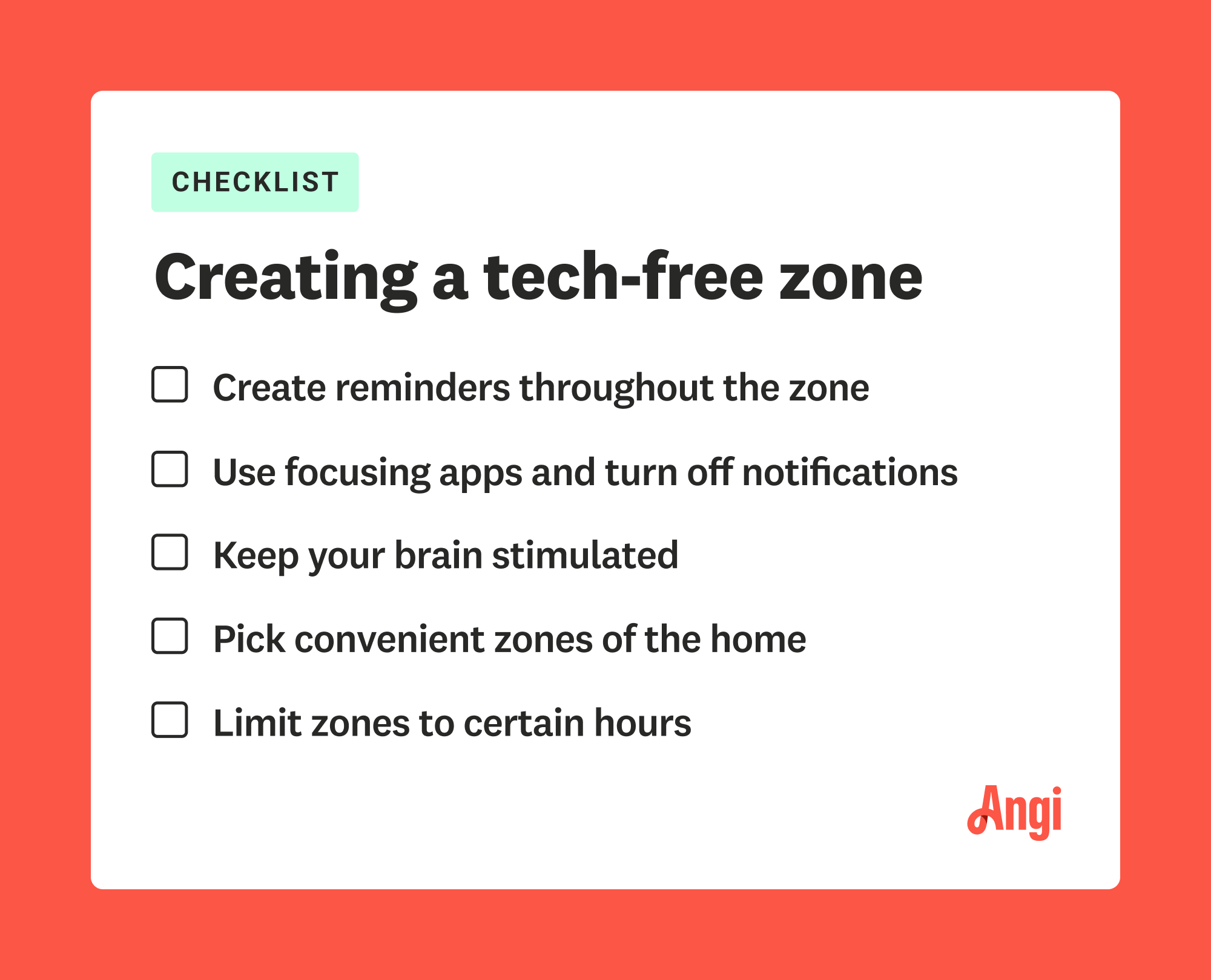 5 ways to create a tech-free zone, including picking convenient zones of the home