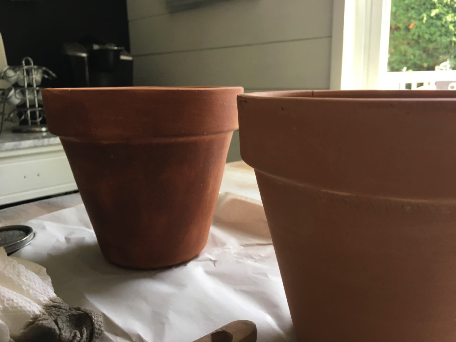 Terracotta pots with stain.