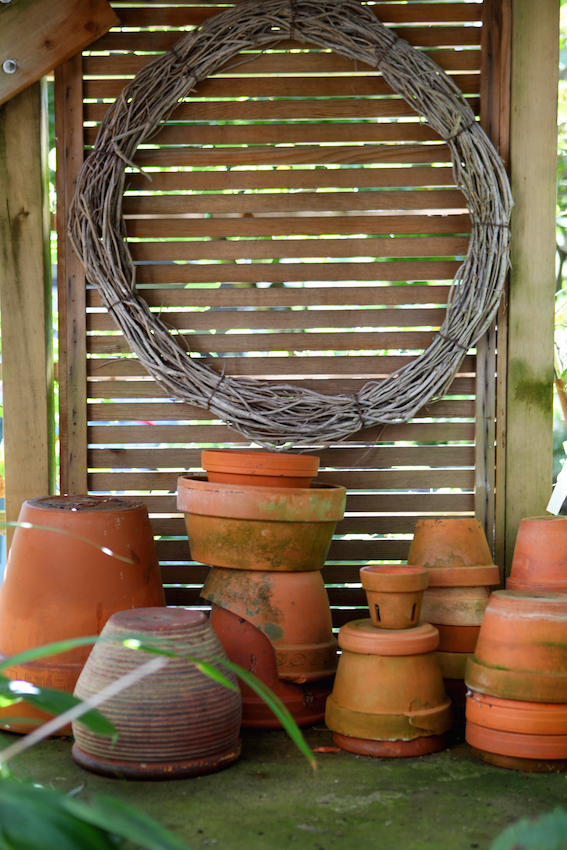 stacked terracotta pots