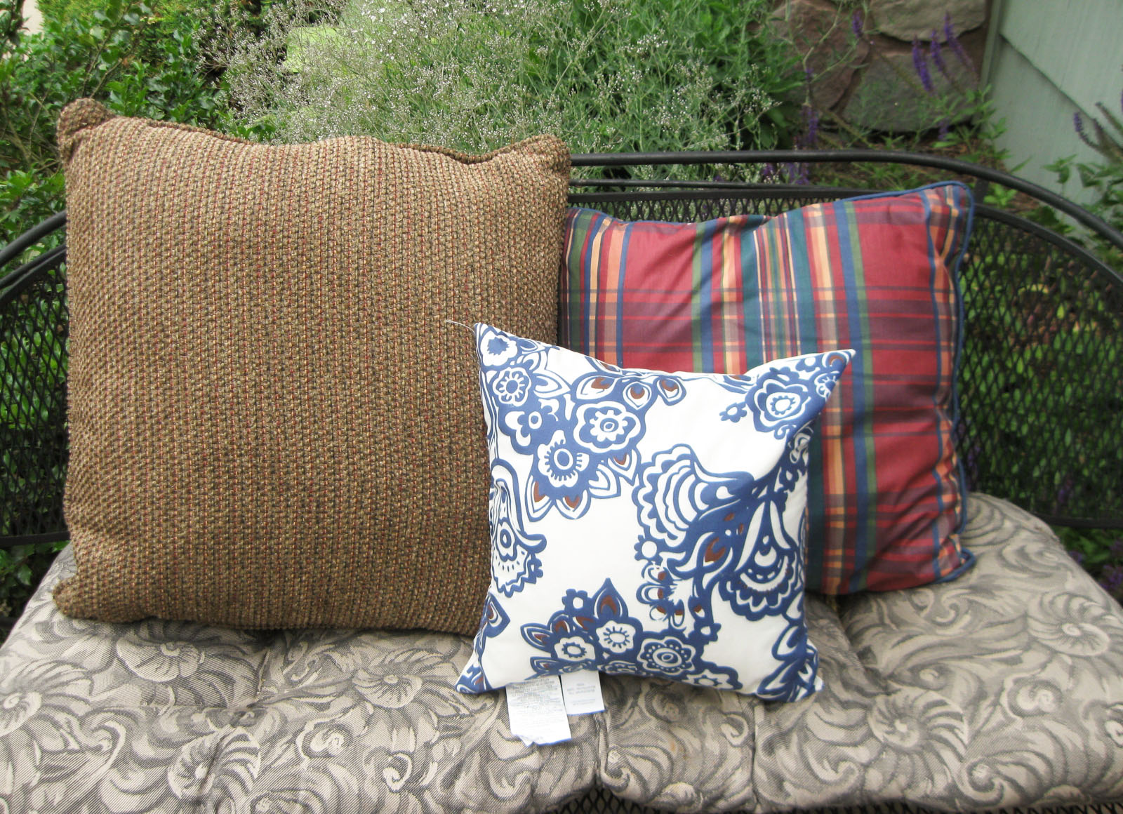 3 thrift store pillows
