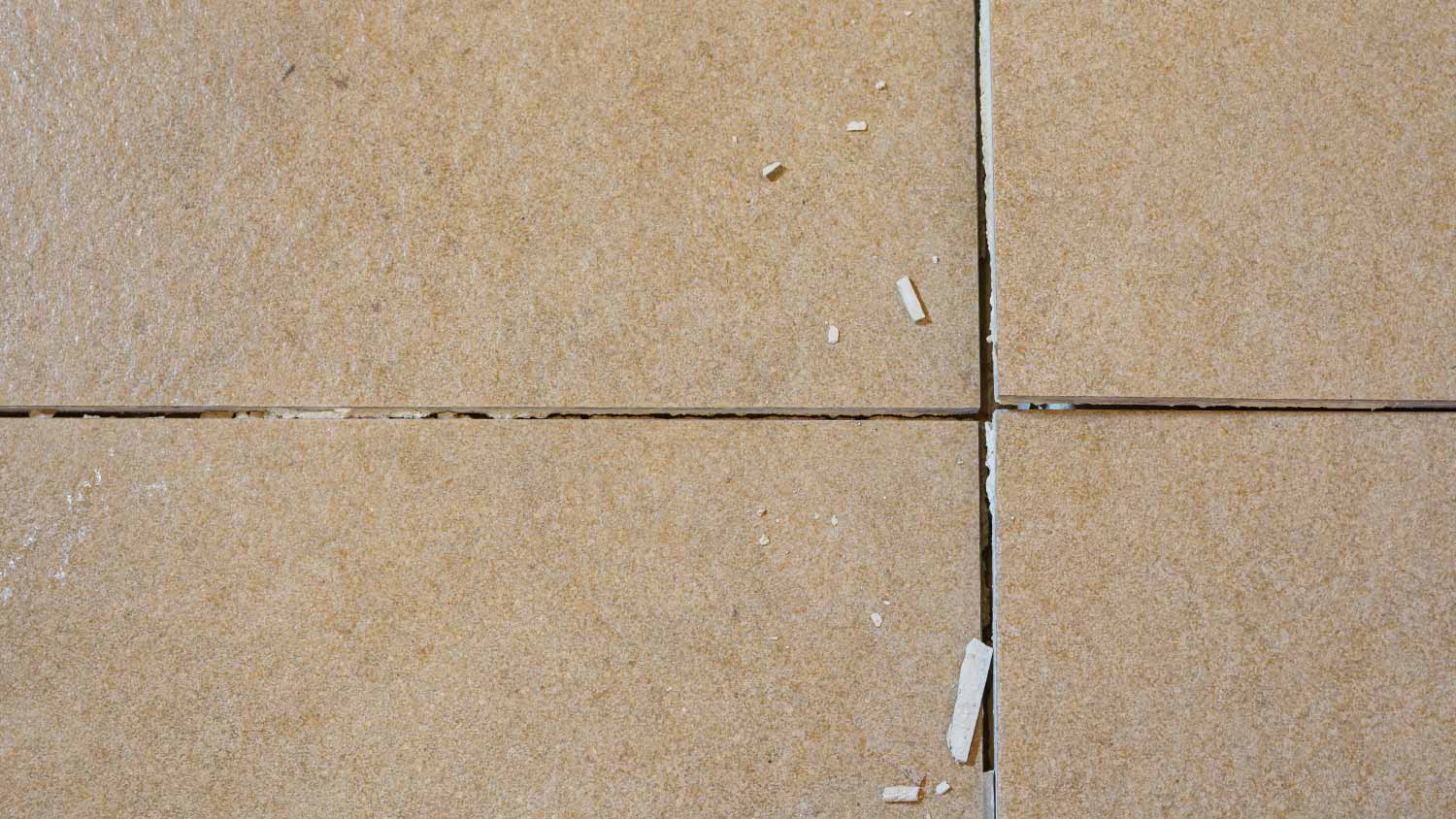 Tiles cracked apart