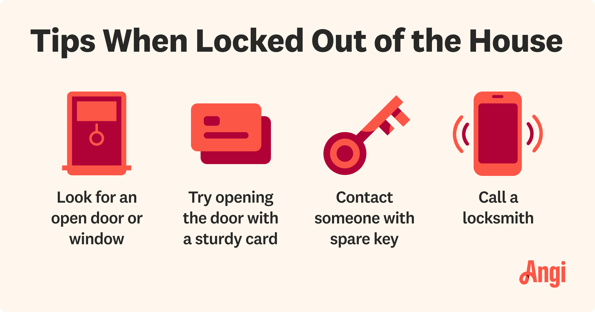 4 tips when locked out of the house, including looking for an open door or window