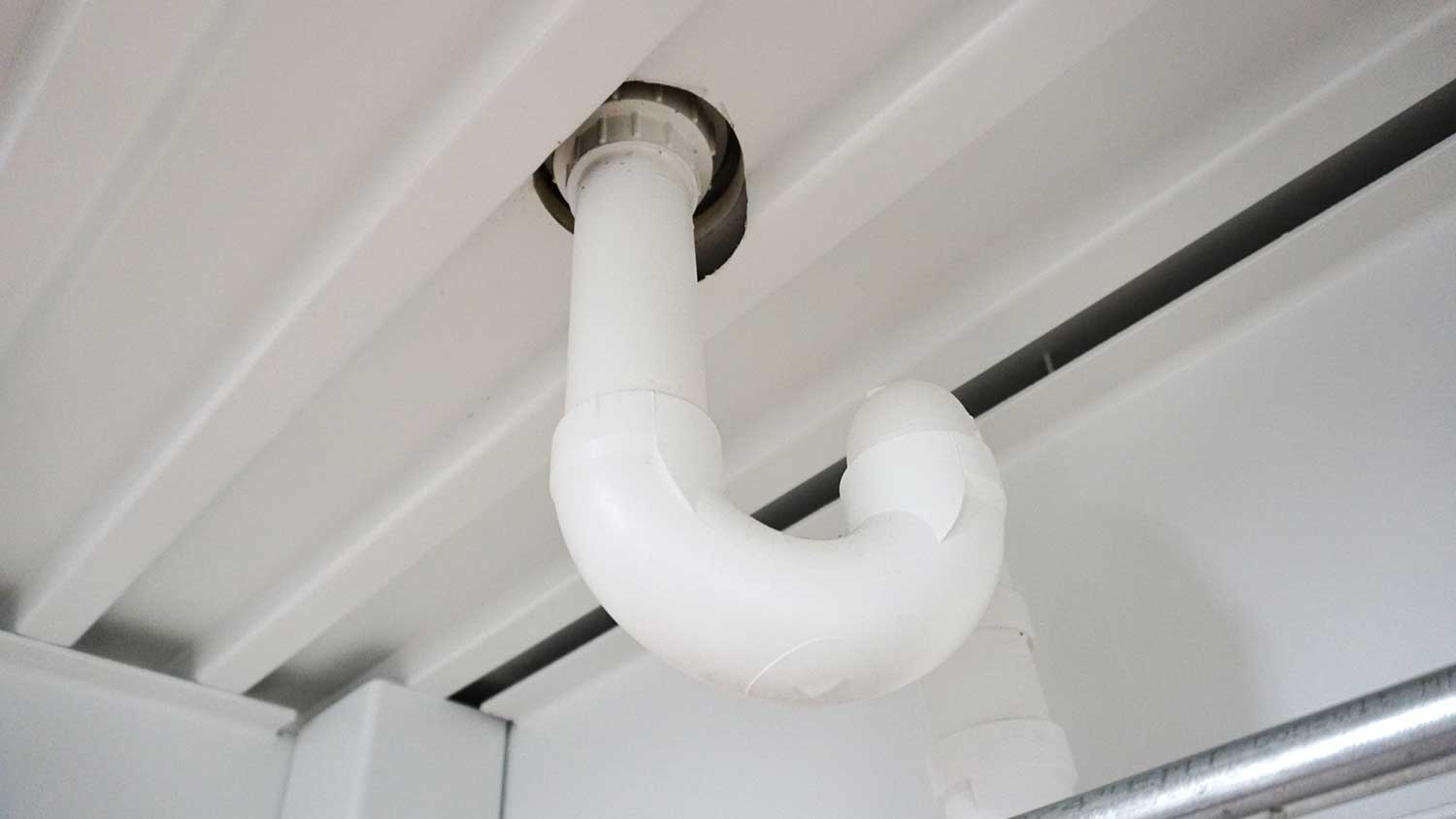 PVC toilet drain pipe installed in the house