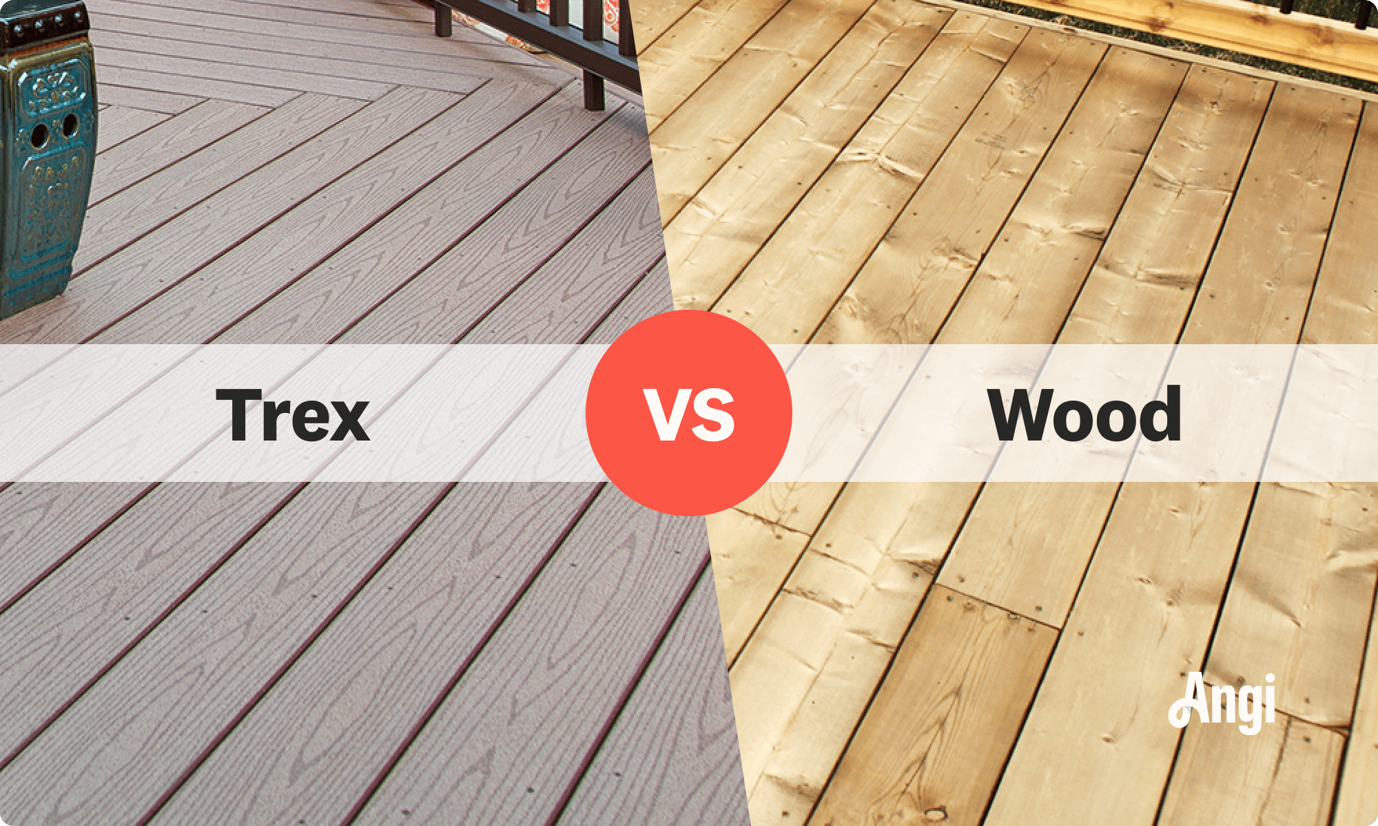 Trex versus wood decking visual comparison