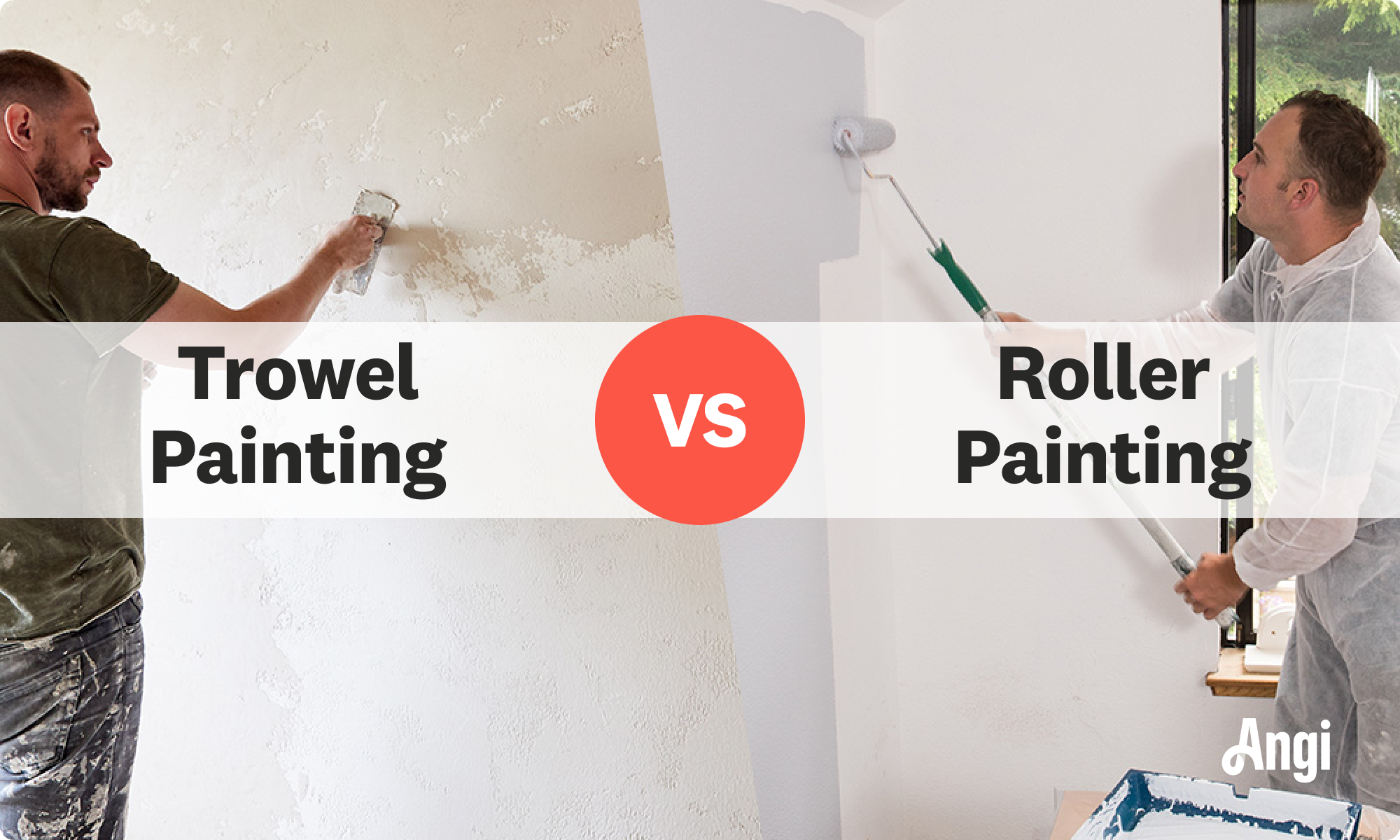 Painting with a trowel versus painting with a roller compared visually