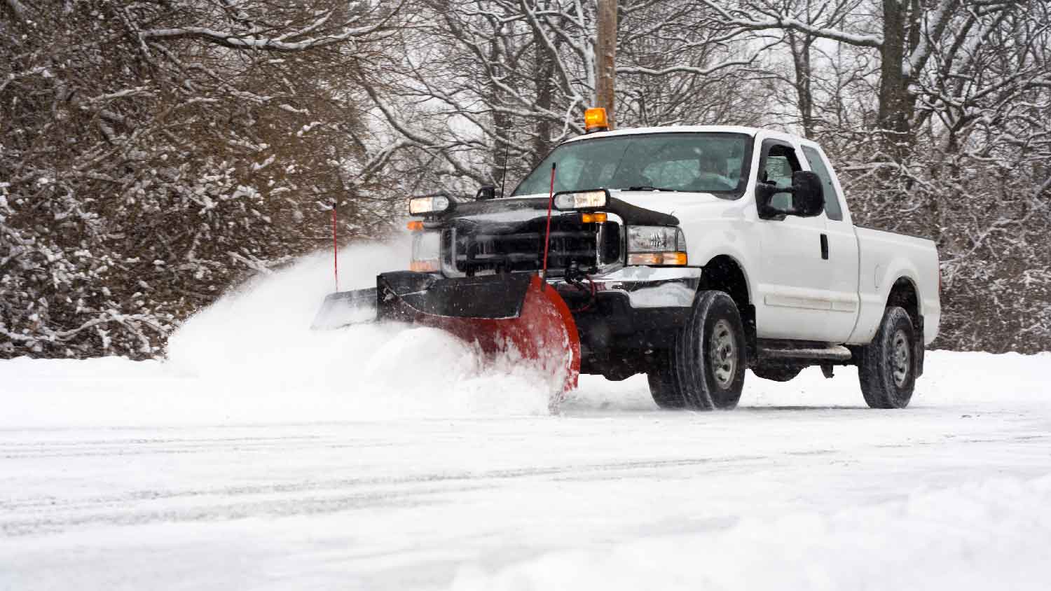 A truck snow plow