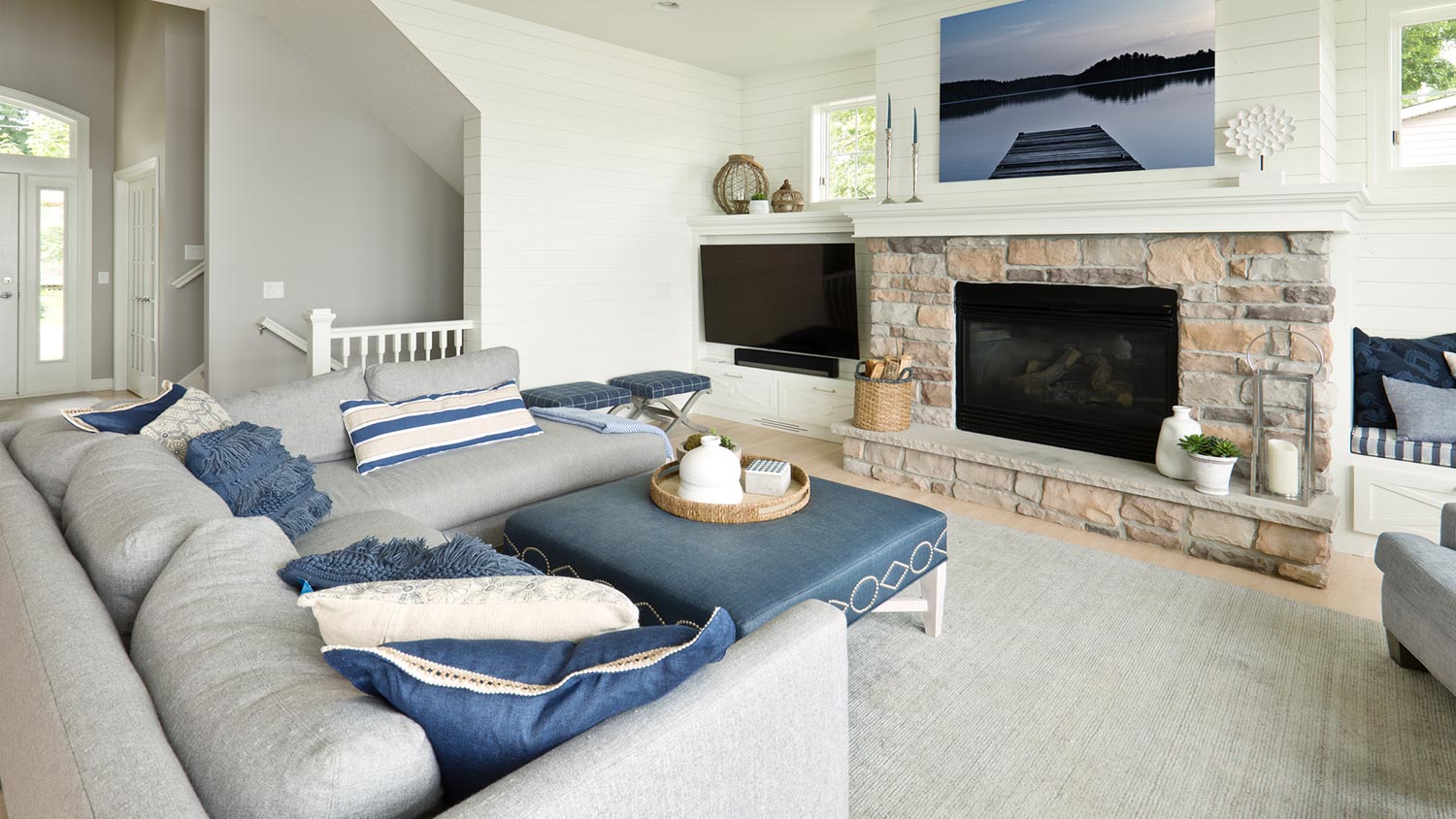 TV mounted low in living room