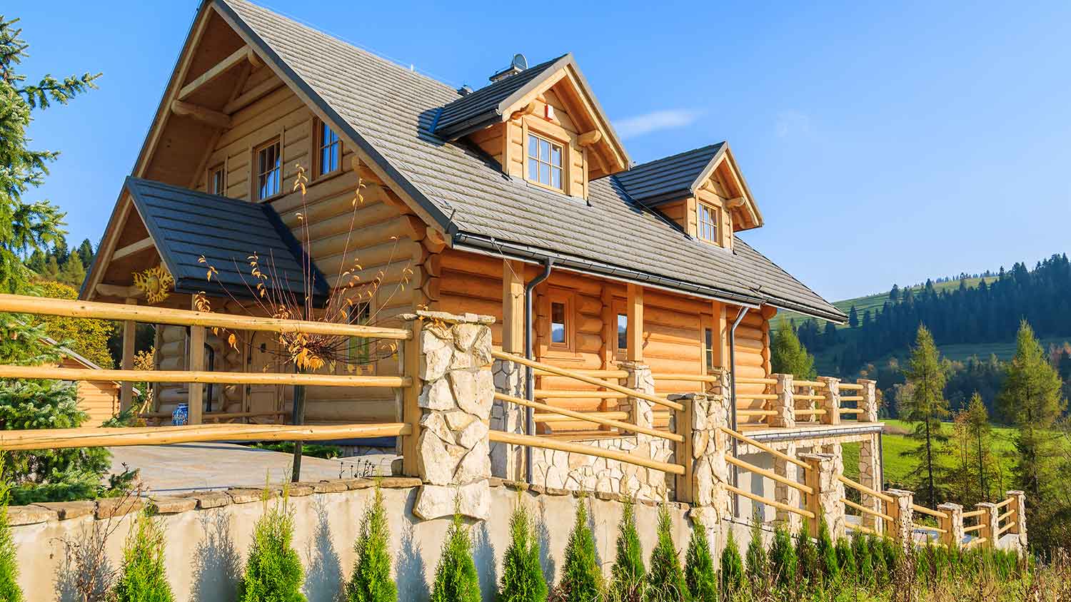 Two story log cabin in the mountains