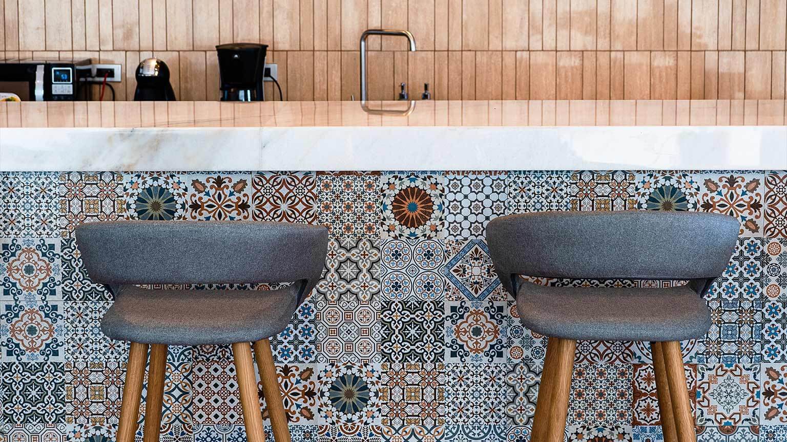 bar with mosaic tiling