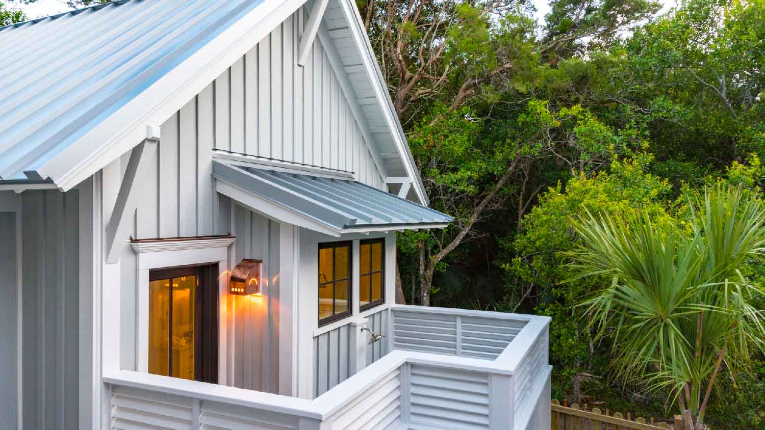  The upper floor of a house with Hardie Board siding