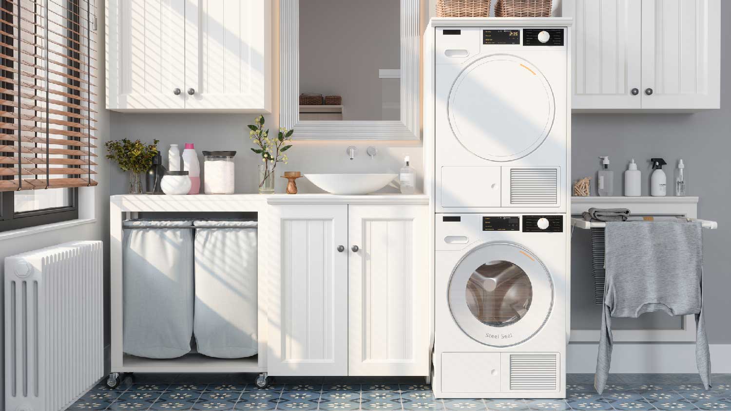 A ventless dryer in a laundry room