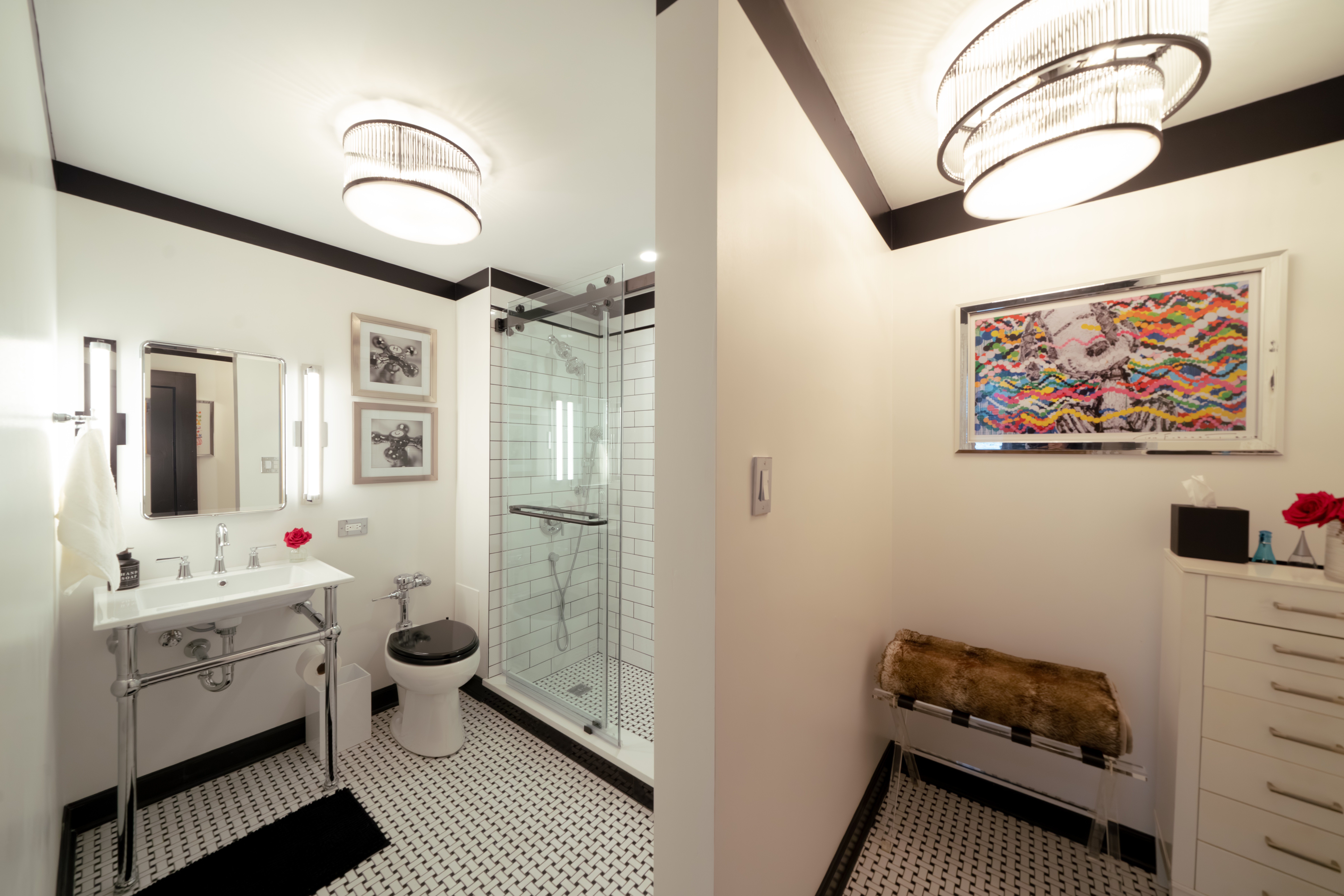 Vintage bathroom remodel with converted linen closet