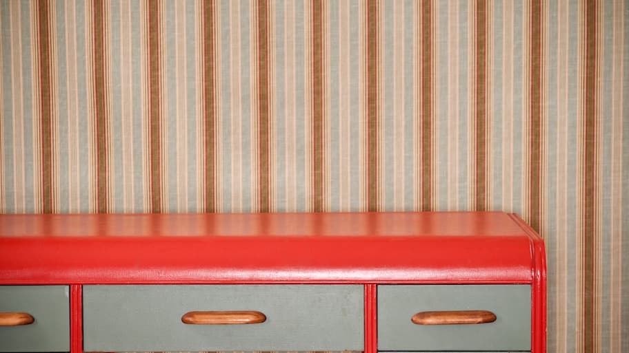 A vintage red desk