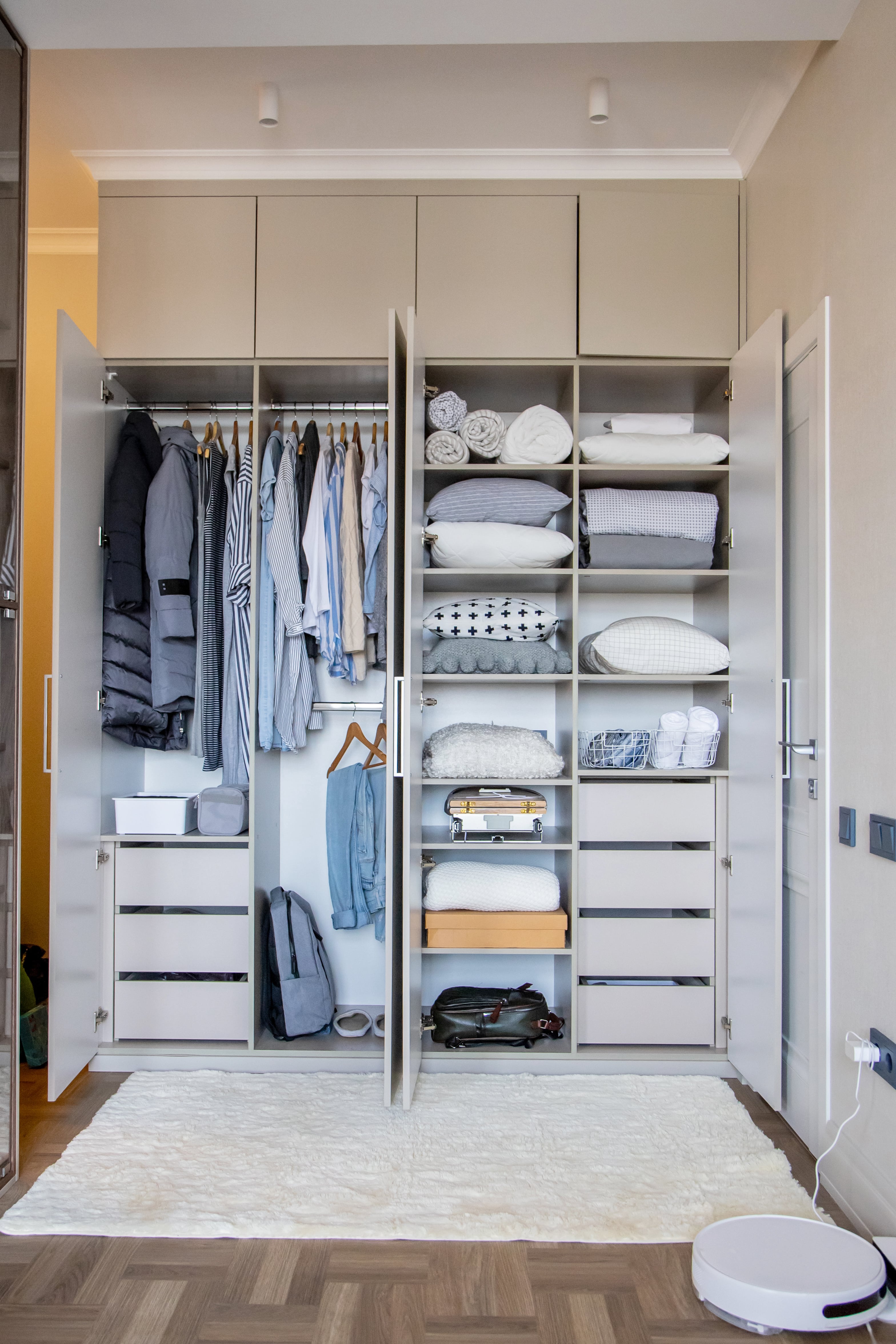 Long vertical closet cabinets 