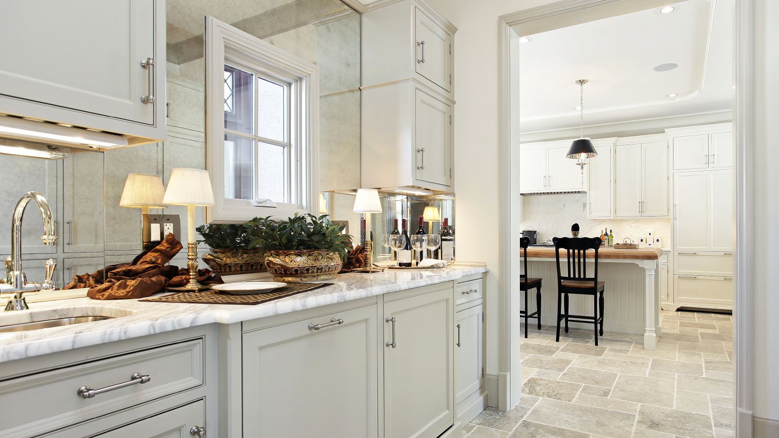 modern kitchen and dining room