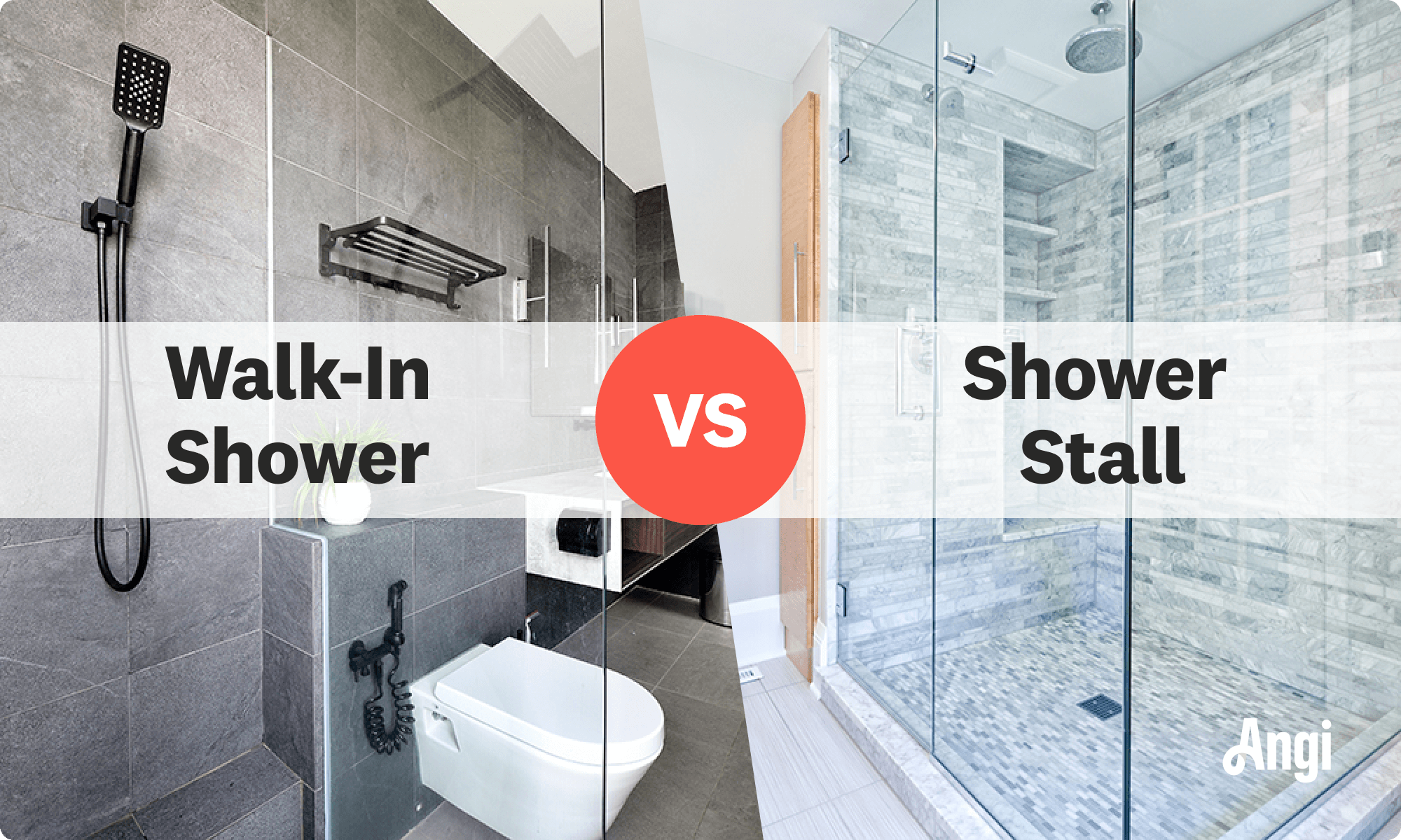 Walk-in shower versus shower stall visual comparison