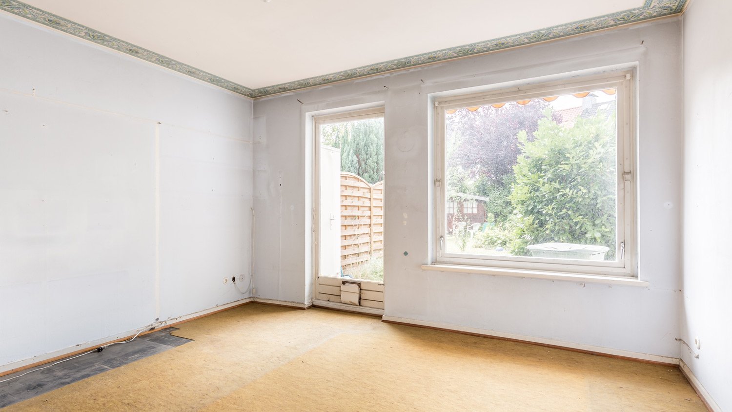 empty basement room attached to garden entrance