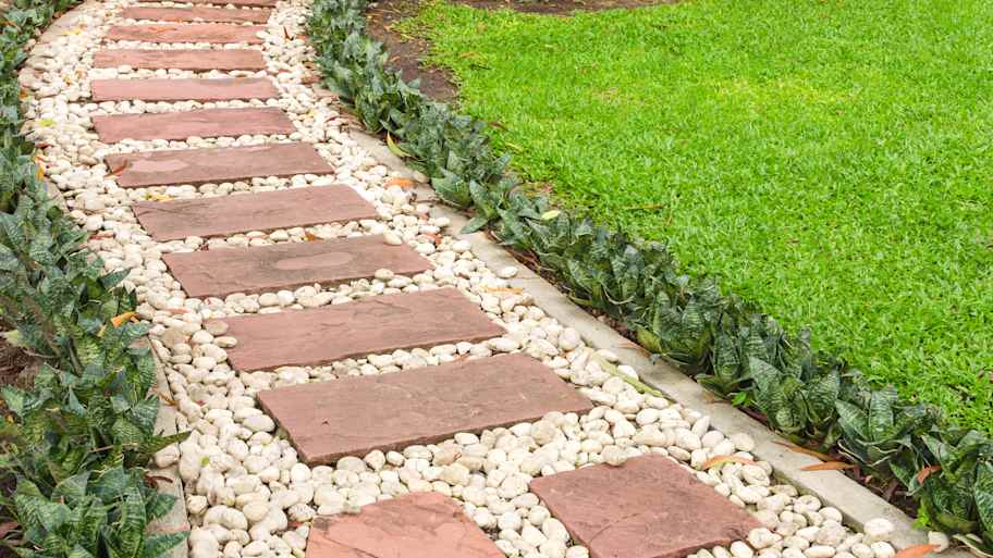 Stepping stone walkway in the yard 